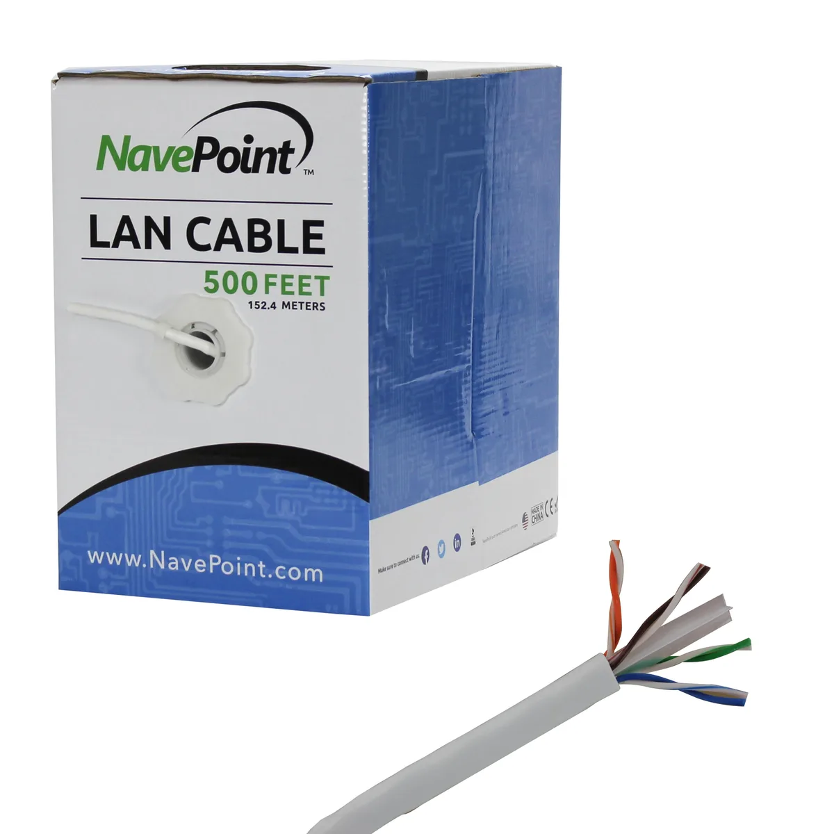 NavePoint NavePoint CAT6 CCA Ethernet Network Cable 500ft White — product photo