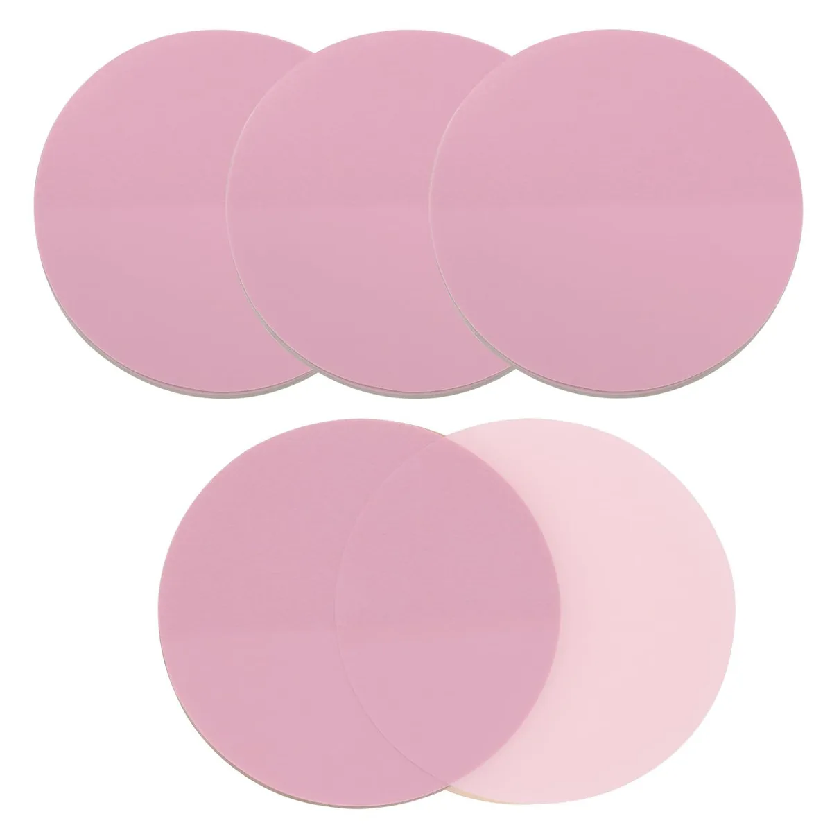 Four round pink transparent sticky note pads in a pack