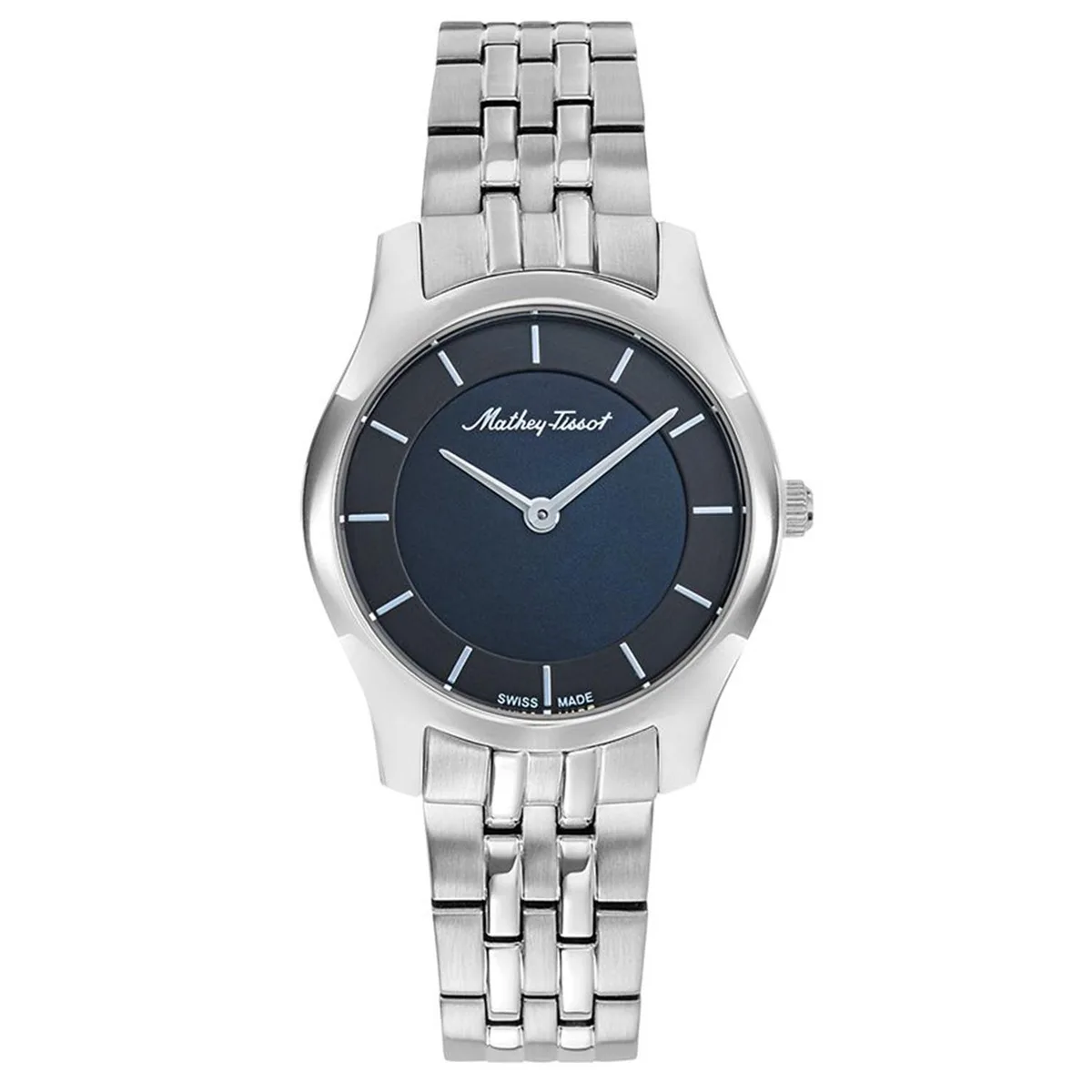 Stainless steel watch with black dial and bracelet