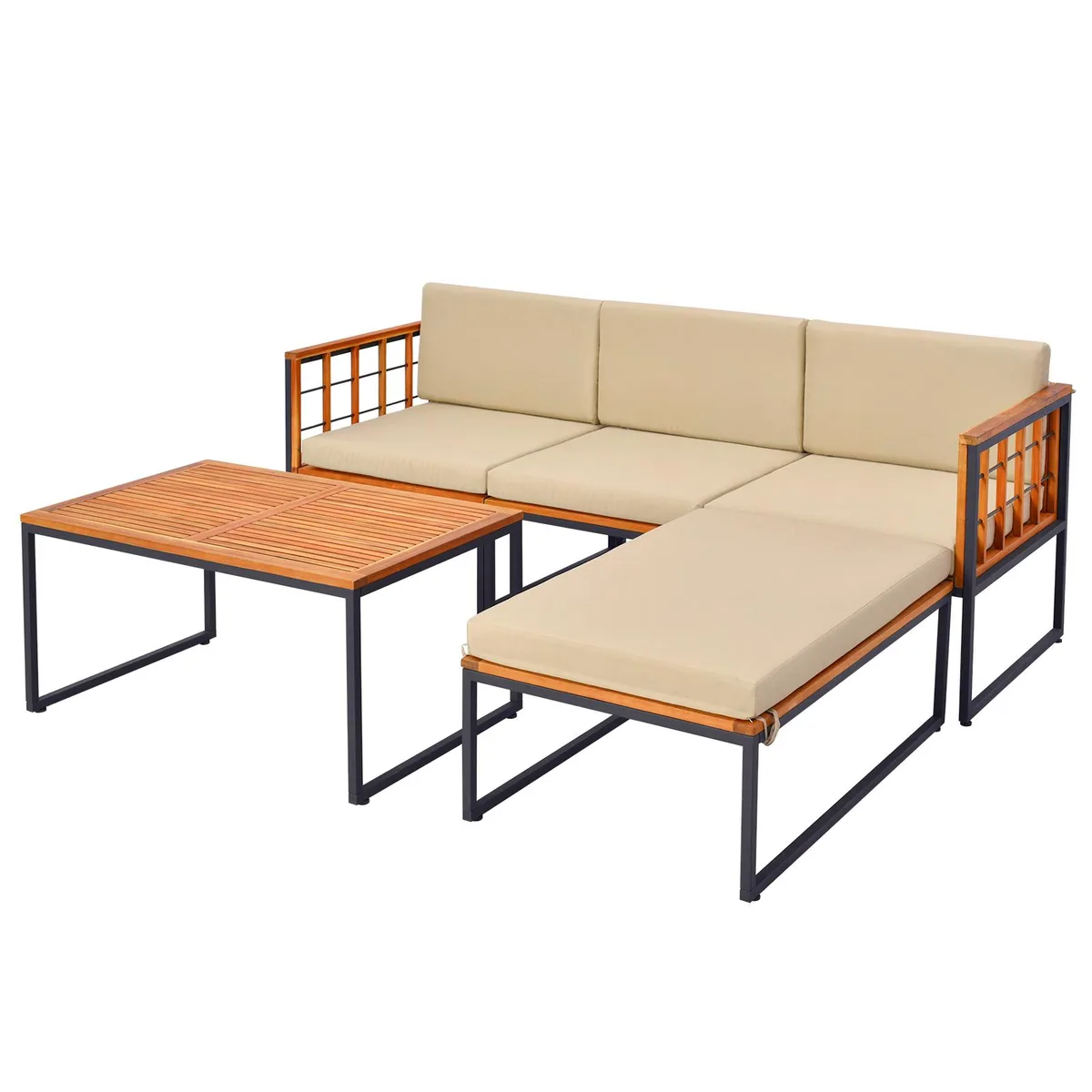 SlickBlue SlickBlue 5-Piece Acacia Patio Sectional Set Beige — product photo