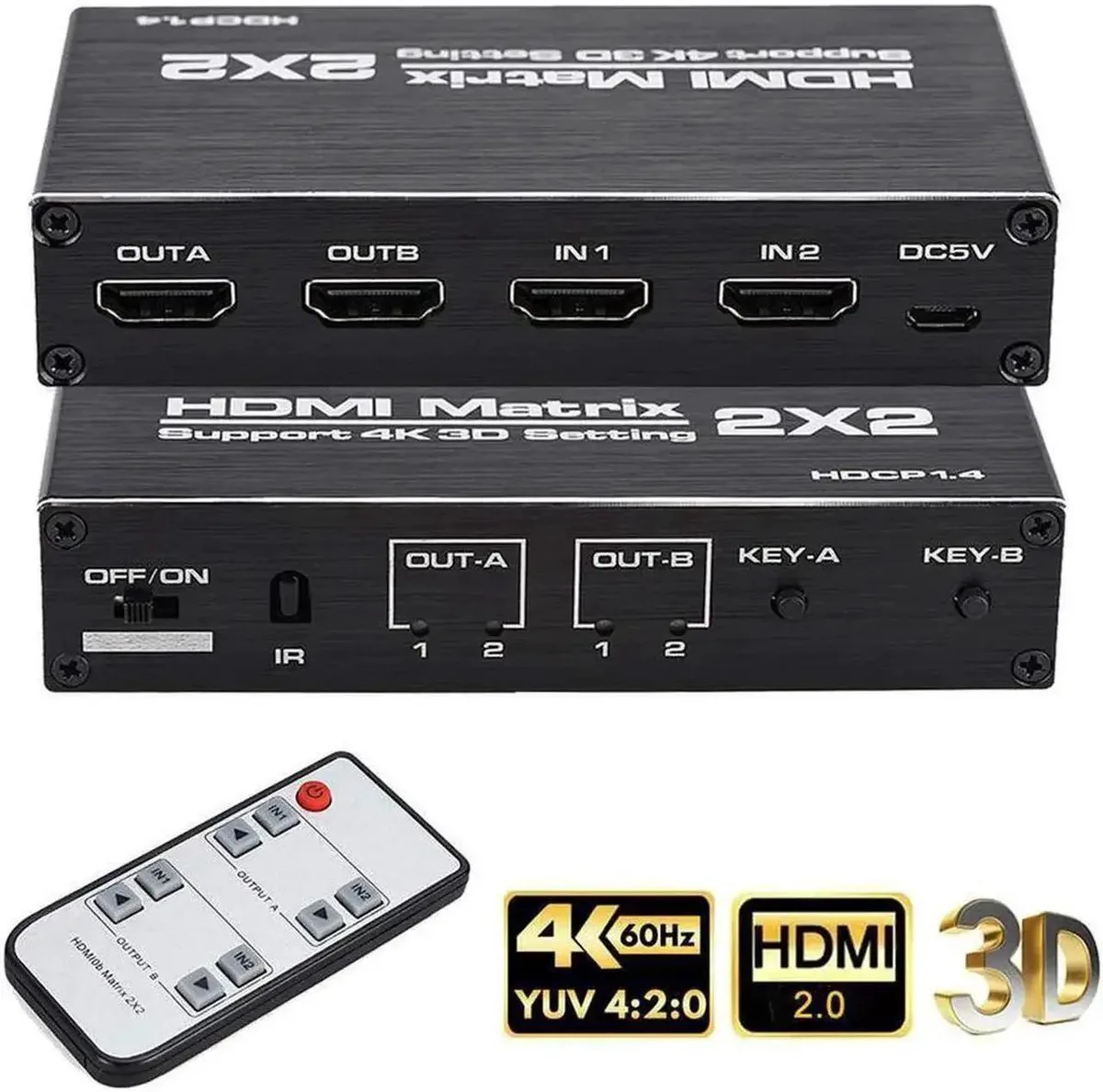 SMUGDESK SMUGDESK OZJ3 2x2 HDMI Matrix Switch 4K 60Hz 18Gbps HDCP 1.4 — product photo