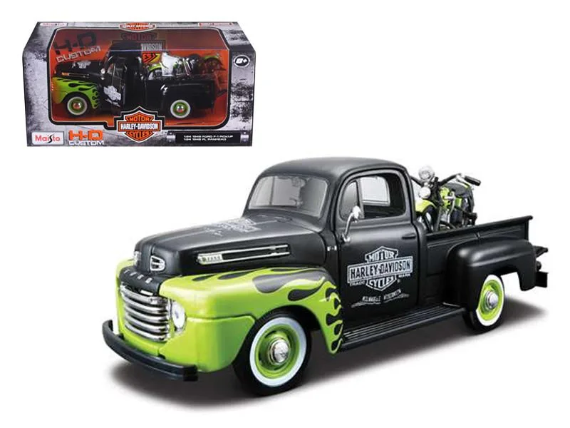 Maisto Maisto 1948 Ford F-1 Pickup &amp; Harley FL Panhead 1/24 Diecast Set — product photo