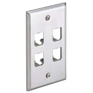 Panduit Panduit CFP4SY Mini-Com 4-port single-gang stainless steel switch plate — product photo