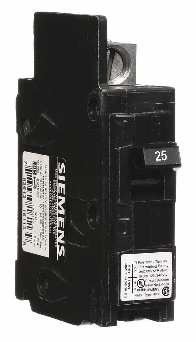 SIEMENS SIEMENS BQ1B025 Miniature Circuit Breaker 25A 1 Pole 120V AC — product photo