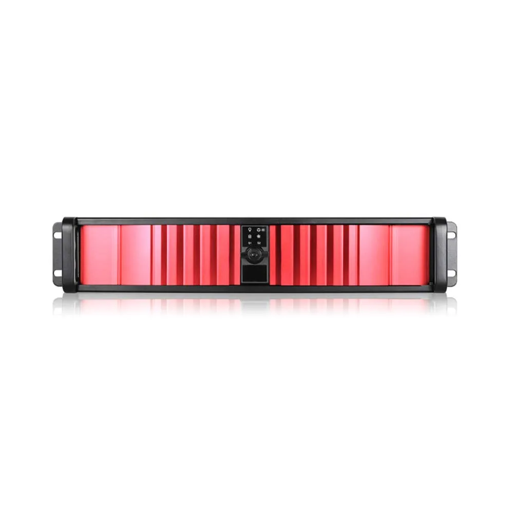 iStarUSA Inc. iStarUSA Inc. D-200SEA-RD-HDD2535 2U server rack, red bezel, 2×3.5" + 2×5.25" bays — product photo