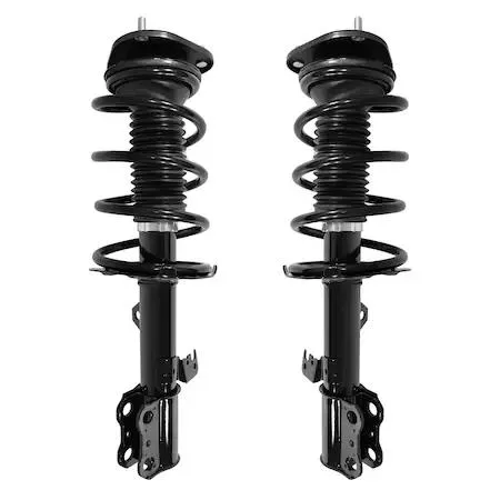 Pair of new Unity front complete strut assemblies, silver finish, ready to install