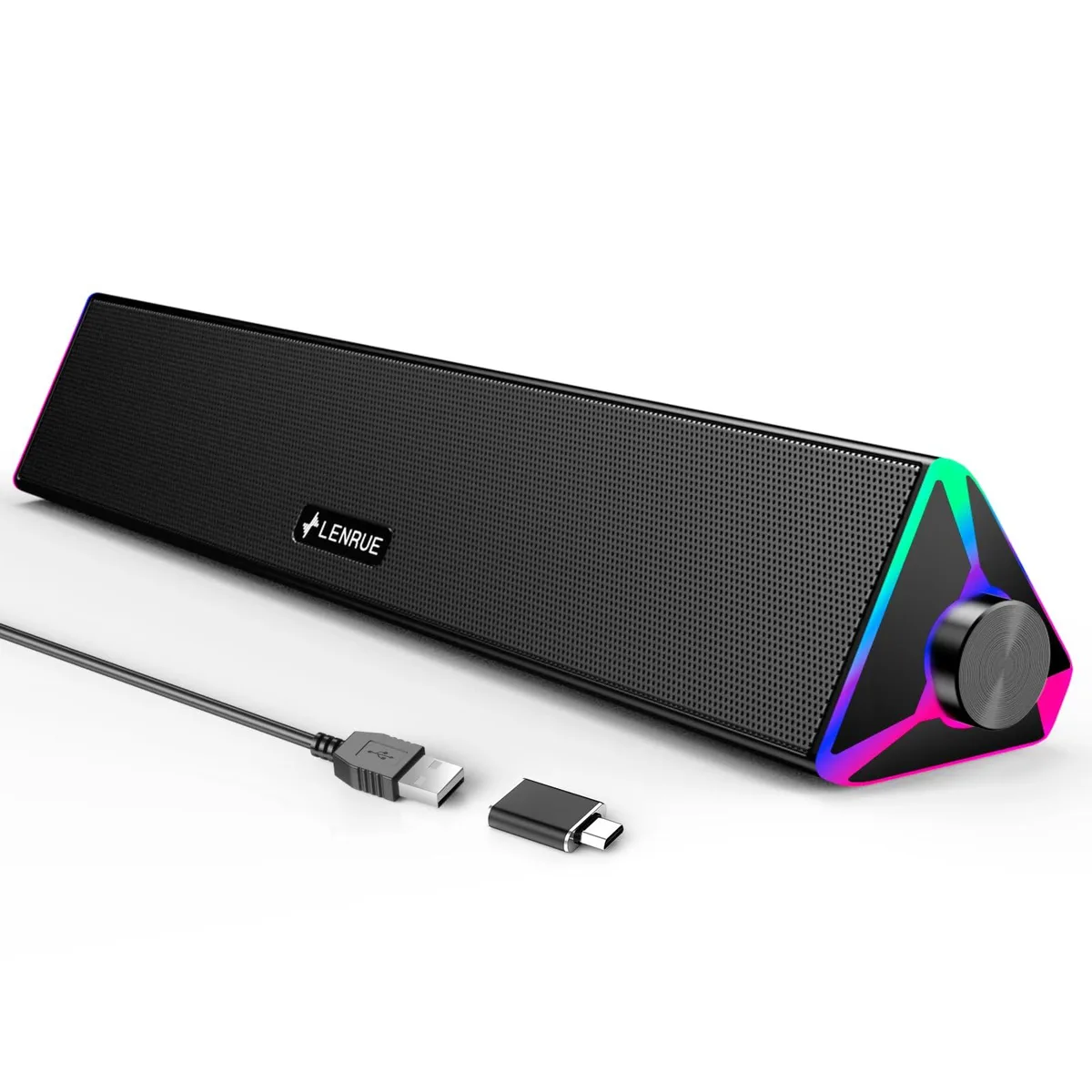  LENRUE E-1103 2.0 USB soundbar with touch lights — product photo
