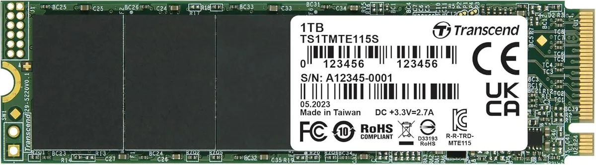 Transcend Transcend PCIe SSD 115S 1TB M.2 2280 NVMe internal solid state drive — product photo