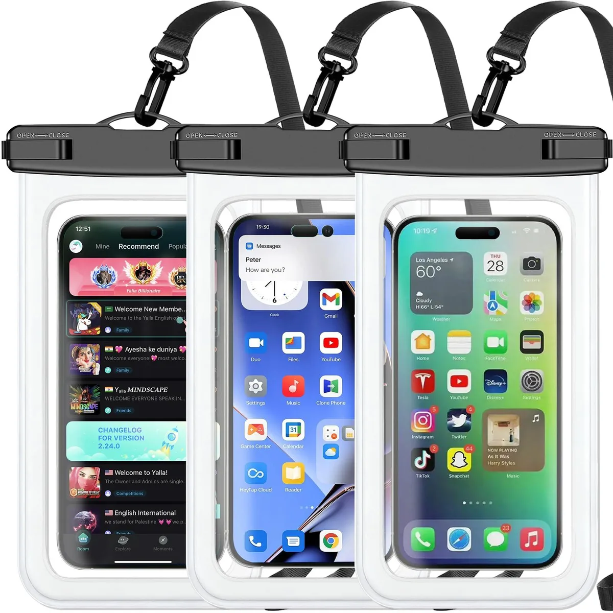 Famoby 3-Pack White Waterproof Phone Pouch IP68 8.3 — product photo
