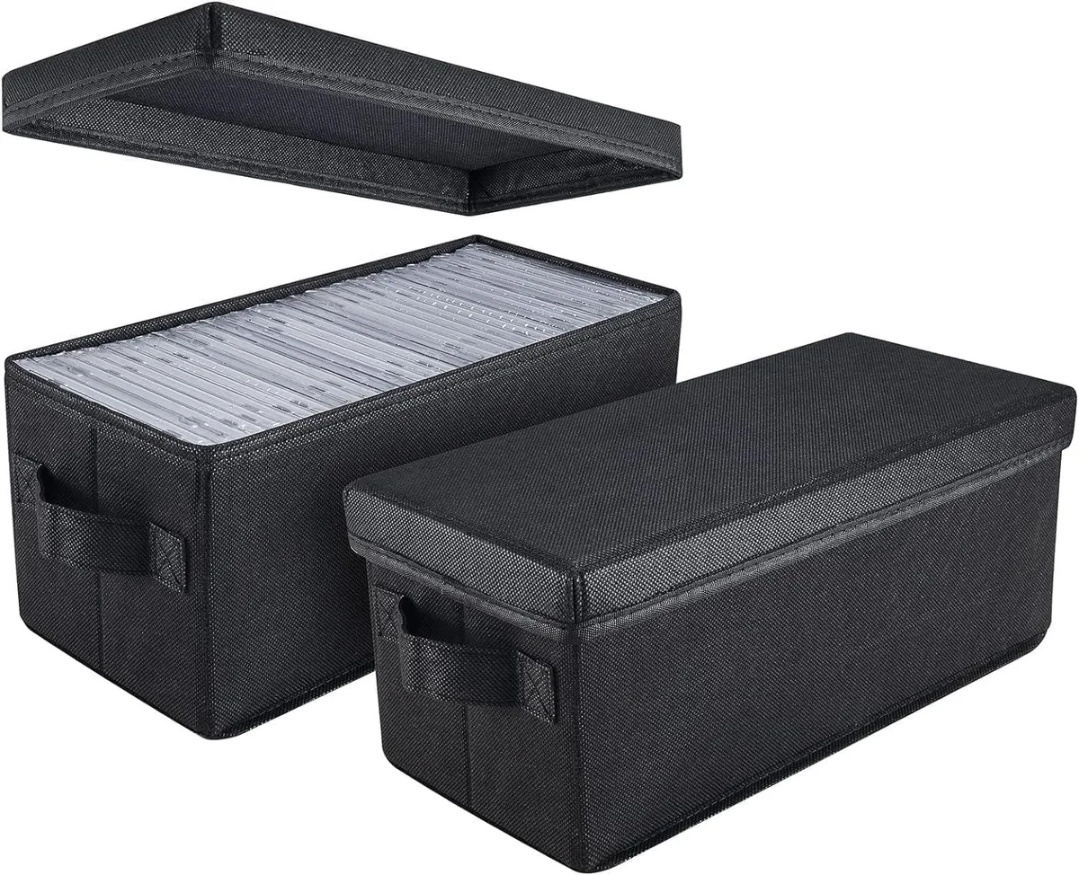 UENTIP CD Storage Boxes 2 Pack Black 13.2" x 5.9" x 5.3 — product photo