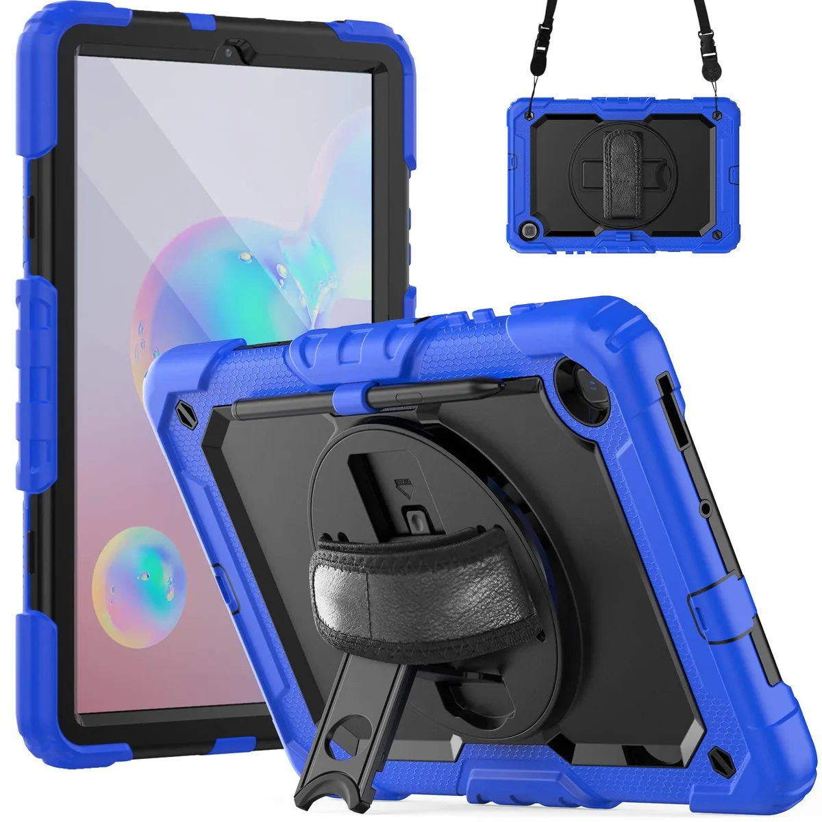 Timoom Timoom Heavy Duty Case with 360° Stand & Shoulder Strap for Samsung Galaxy Tab S6 Lite 10.4'' Blue — product photo