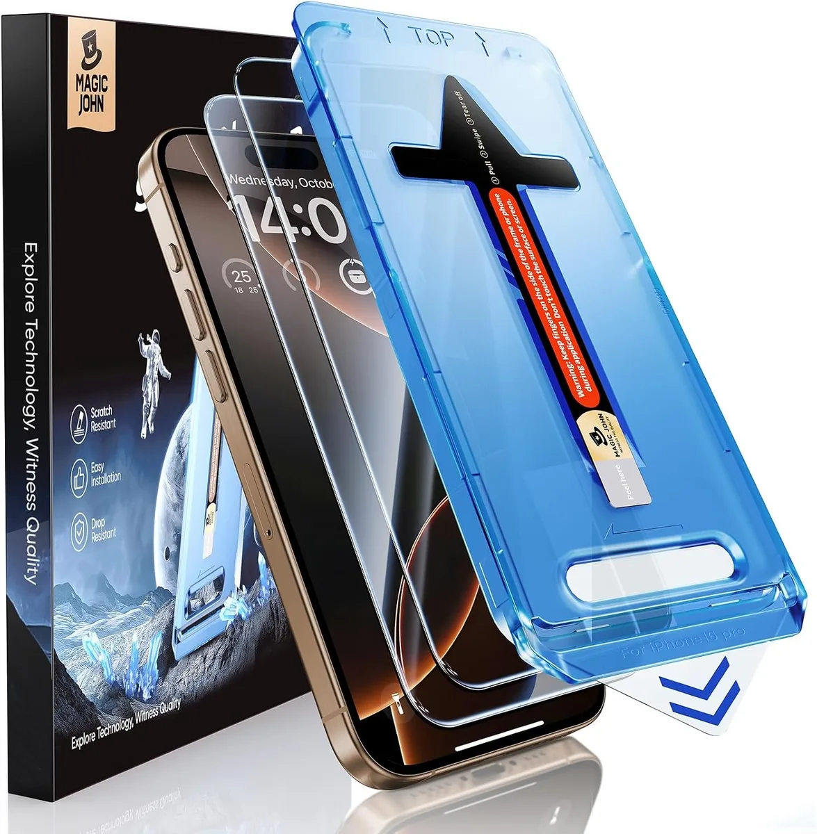 NuoTo NuoTo 2 Pack Tempered Glass Screen Protector for iPhone 16 Pro 6.3 inch — product photo
