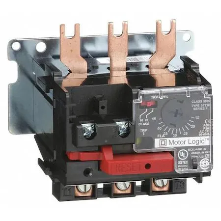 Square D NEMA overload relay, grey rectangular block with dial and terminals