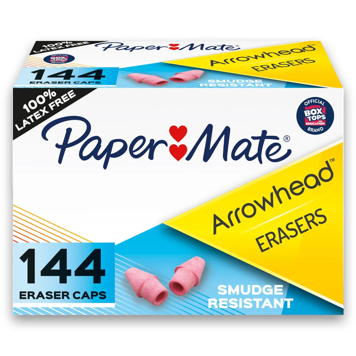  Paper Mate 73015 Arrowhead Pink Pearl Cap Erasers 144 Count — product photo