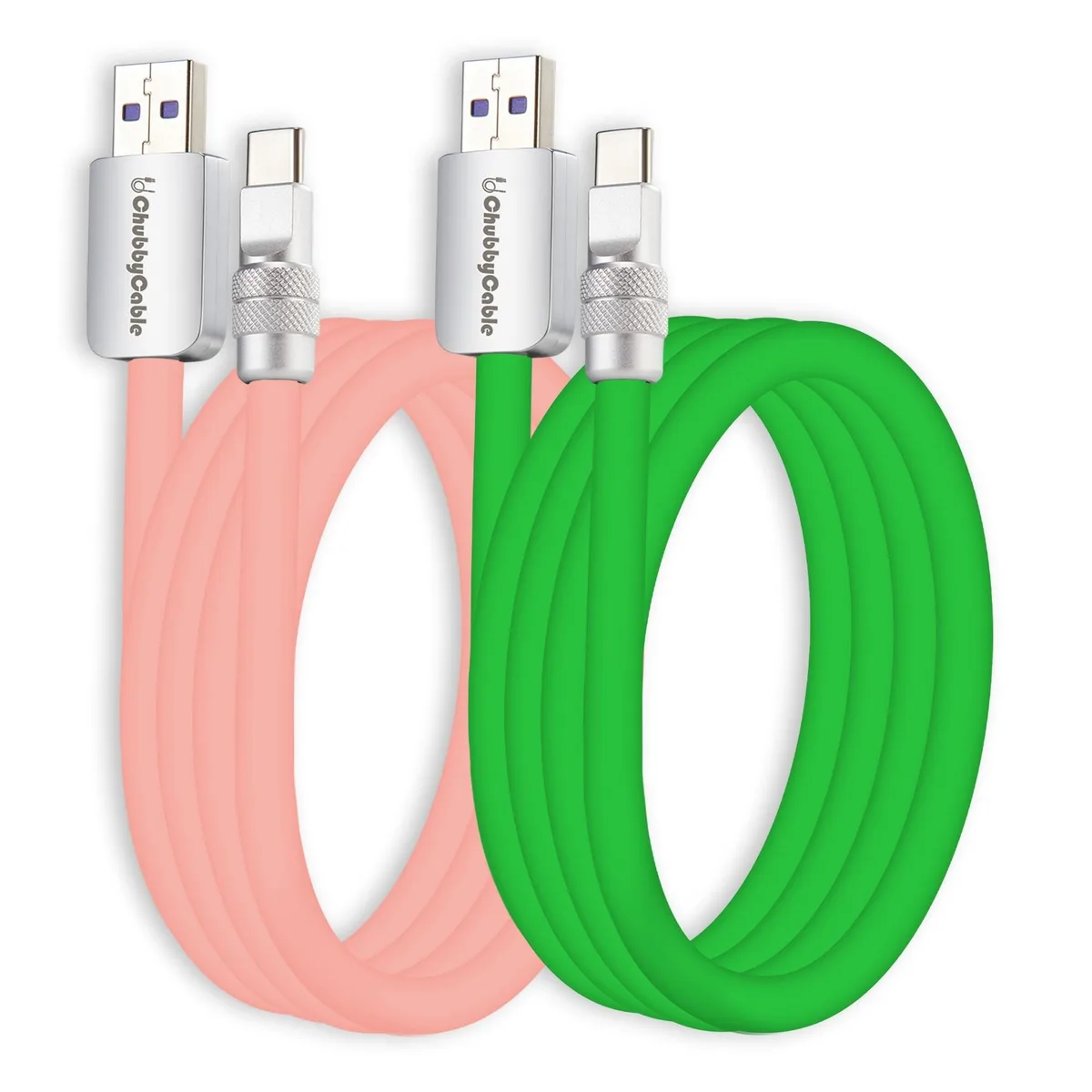 Bipra Bipra Couple Chubby 2 Pack USB-A to Type-C 9.8FT Pink+Green — product photo