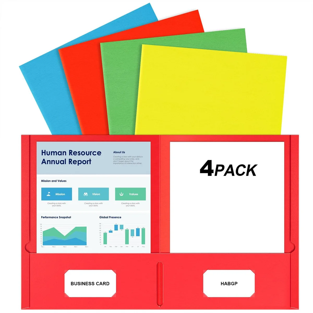  habgp S242 2 Pocket File Folder 4 Pack Letter Size 50 Sheets .5 in — product photo
