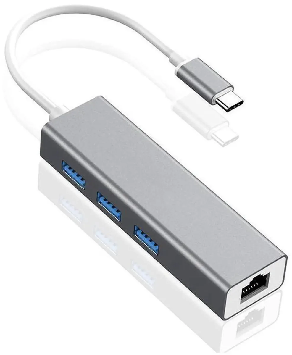 SMUGDESK SMUGDESK Type-C to RJ45 100Mbps Ethernet Adapter with USB 3.0 Hub — product photo