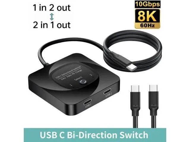 LORDWORLD LORDWORLD USB C Bi-Directional Switch 2 In 1 Out 1 In 2 Out 10Gbps 8K@60Hz PD100W — product photo