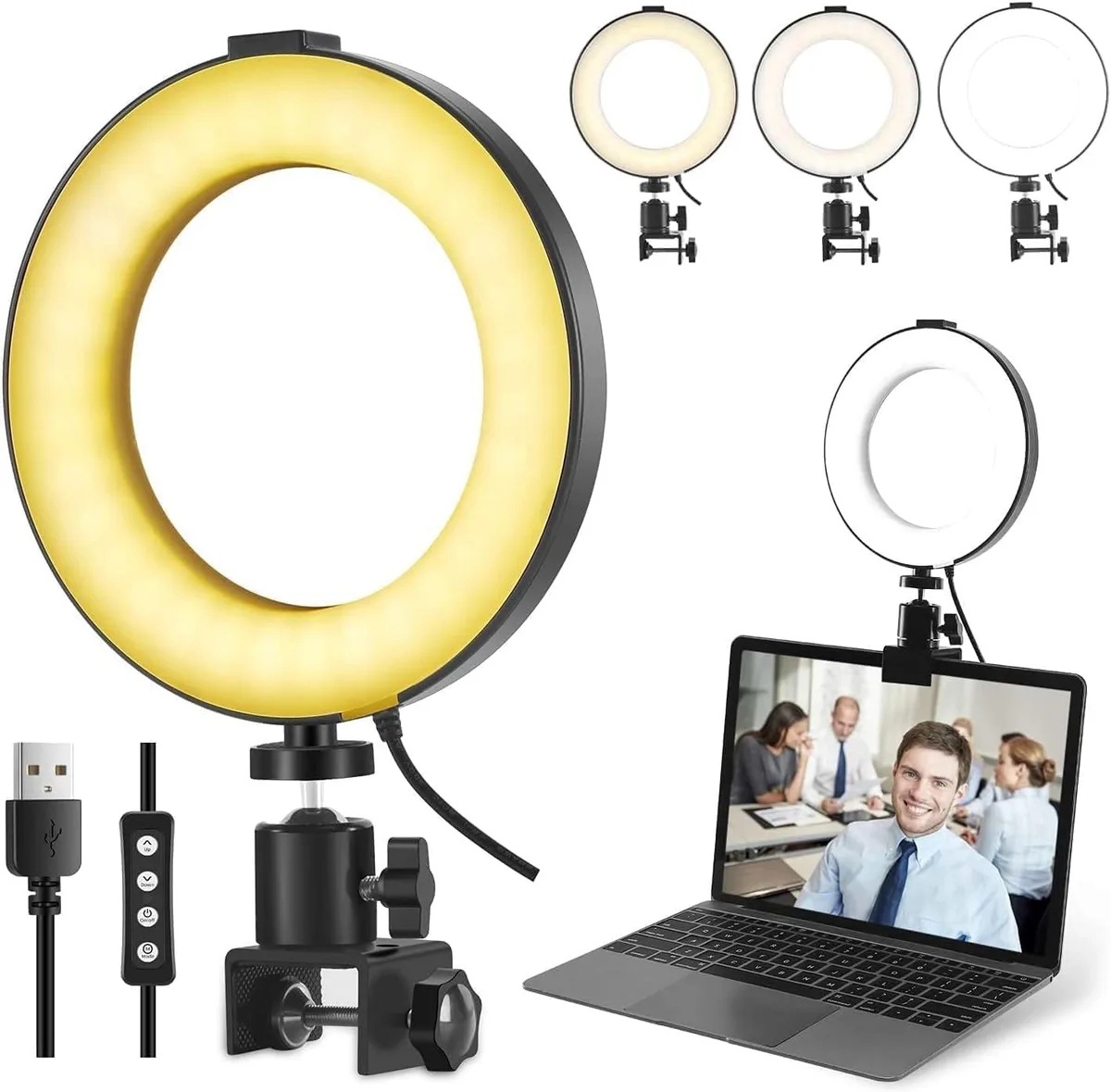 Neewer 6 Inch Video Conference Lighting Kit 10 brightness levels 92 LED bulbs 240g — product photo