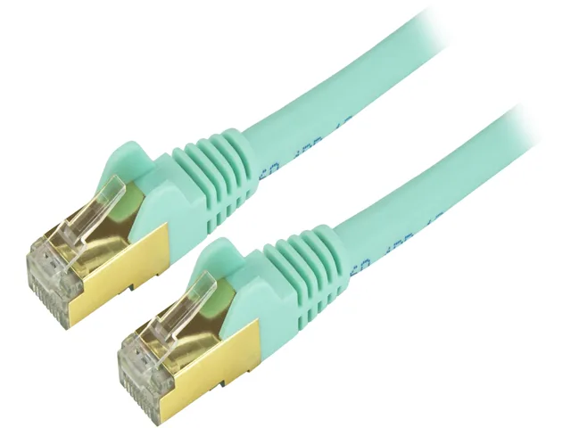 STARTECH STARTECH C6ASPAT10AQ Cat6a shielded network ethernet cable 10 ft aqua — product photo