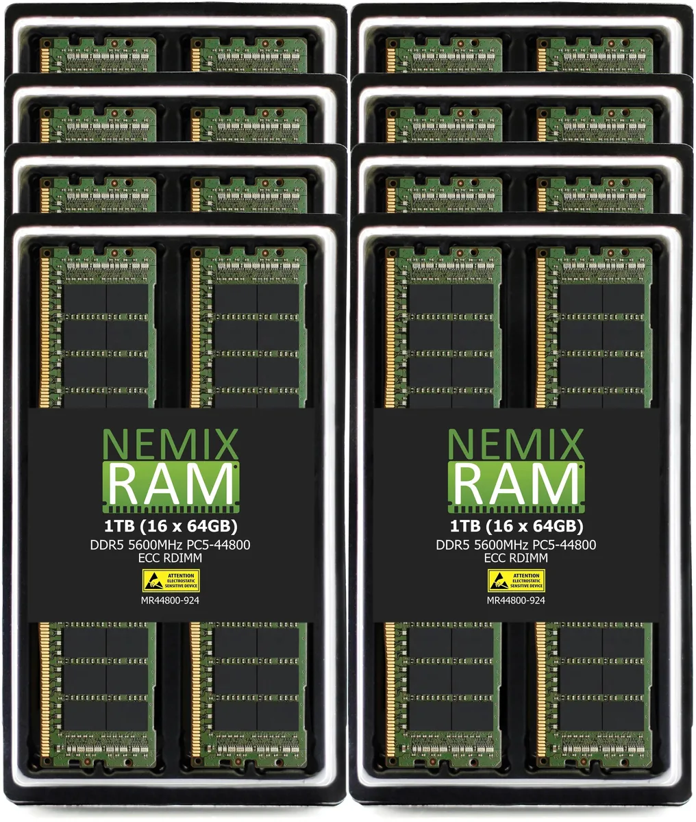 NEMIX RAM NEMIX RAM 1TB (16x64GB) DDR5 5600 CL46 2Rx4 ECC RDIMM server RAM — product photo