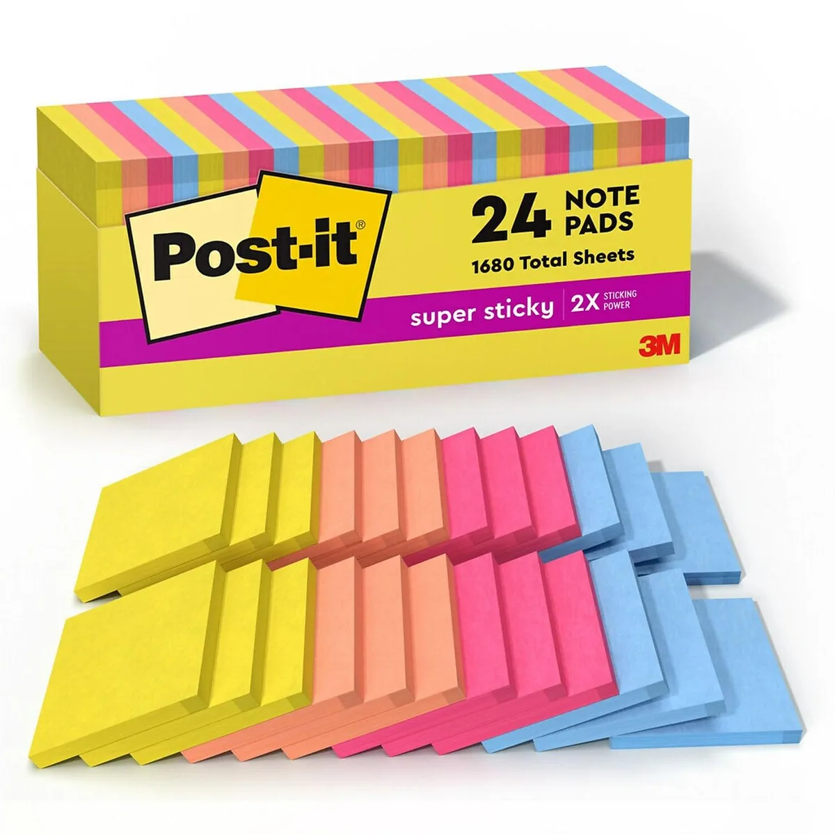 Post-it Post-it Super Sticky Notes Summer Joy Collection 24 pads 70 sheets — product photo