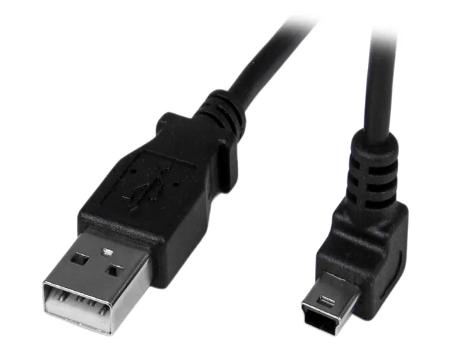 STARTECH STARTECH USBAMB1MU 1m USB 2.0 Mini USB Cable A to Up Angle Mini B Black — product photo