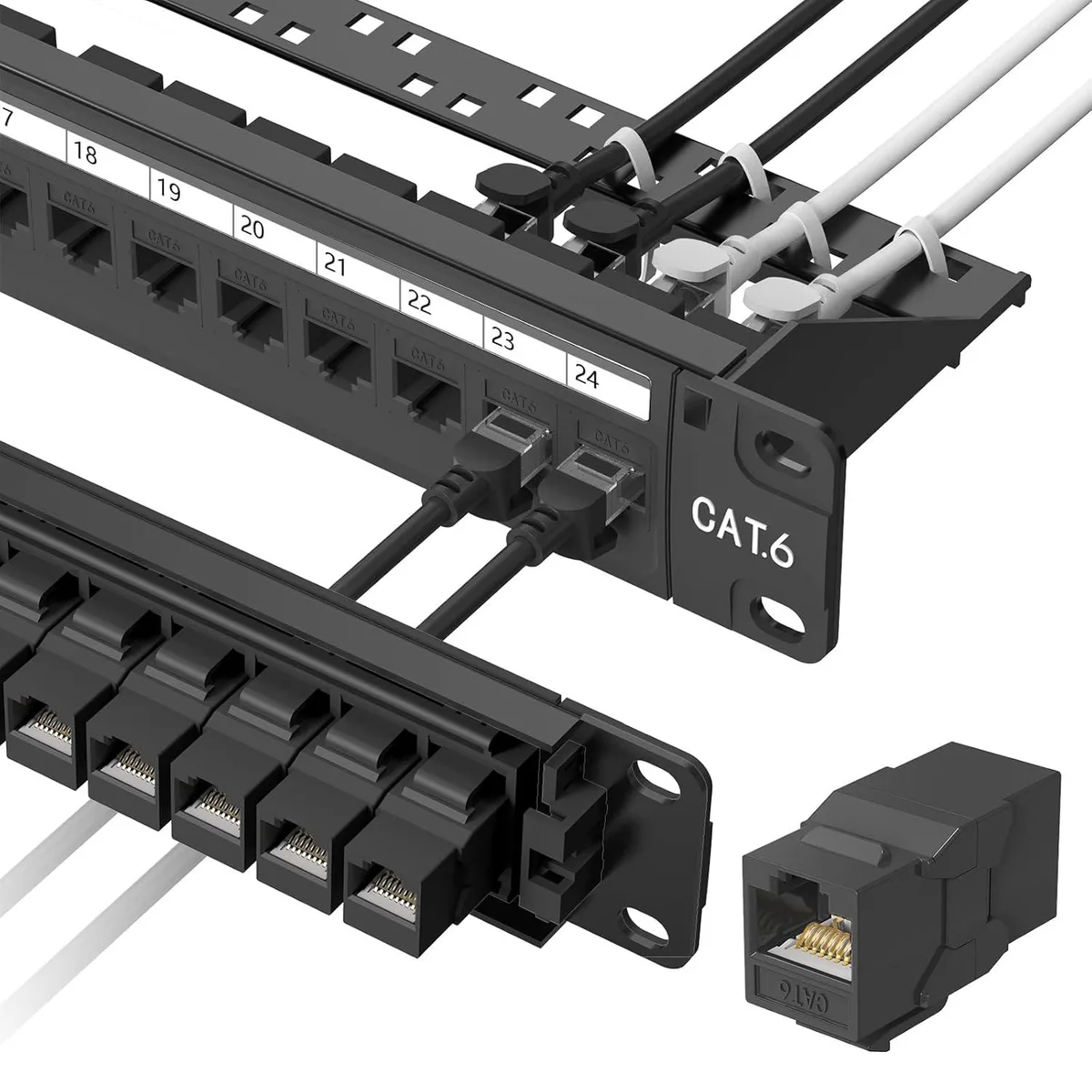 BFKK BFKK 24 Port Cat6 Patch Panel 1U 19 Inch 10Gbps — product photo
