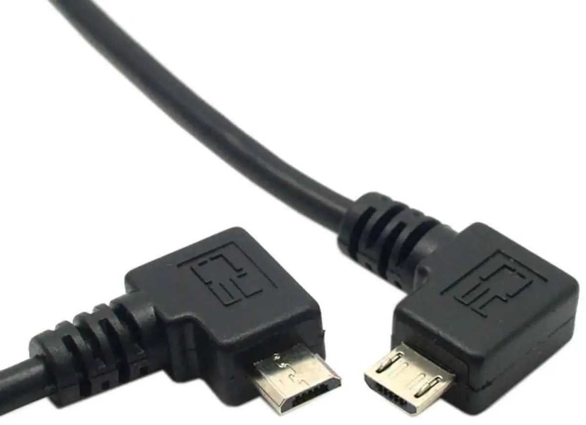 Two 1.5m USB 2.0 Micro USB cables with 90° angled connectors