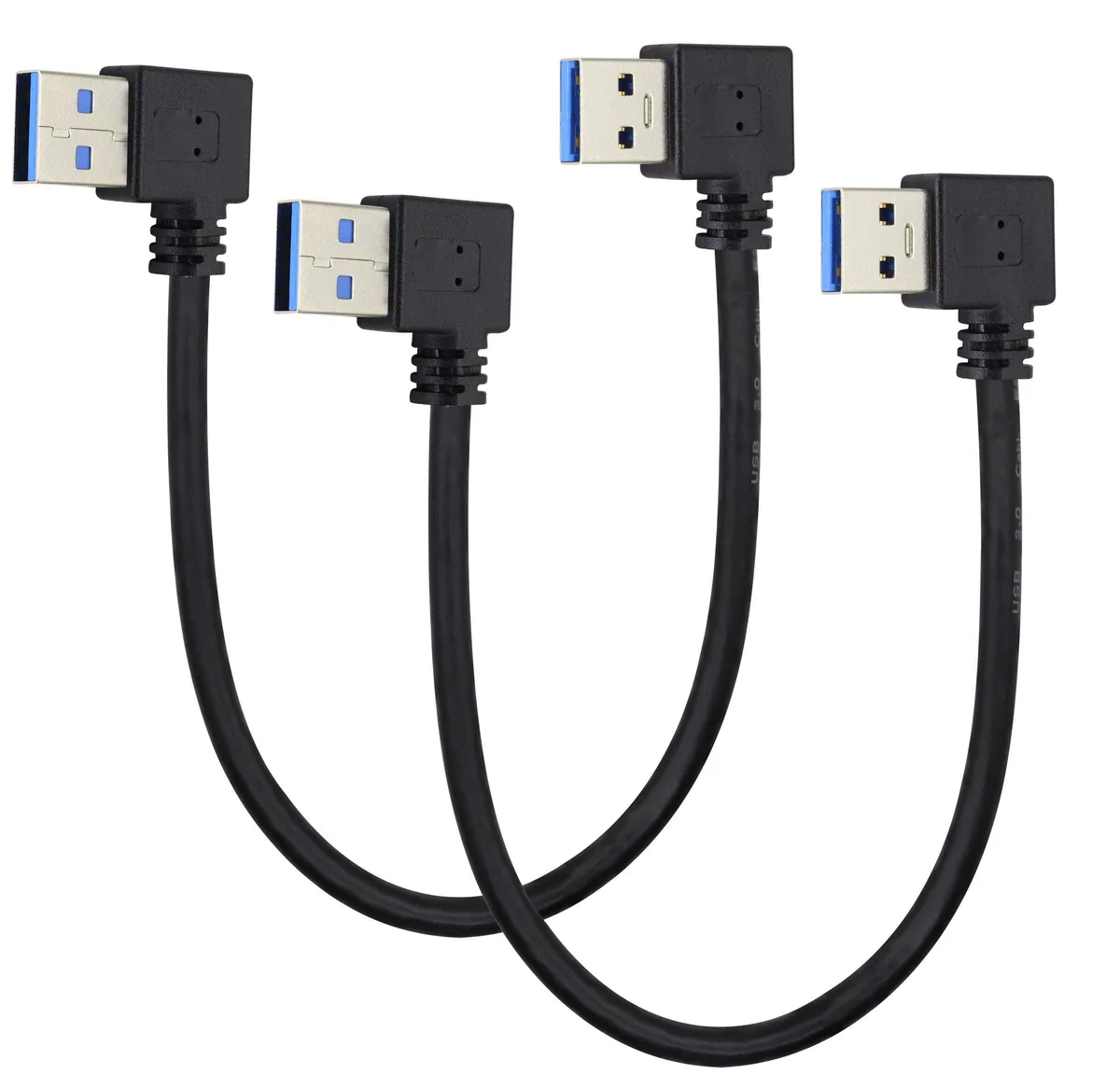 BUCIER BUCIER 2-Pack 90° USB 3.0 A Male-Male Cable 1 ft Black — product photo