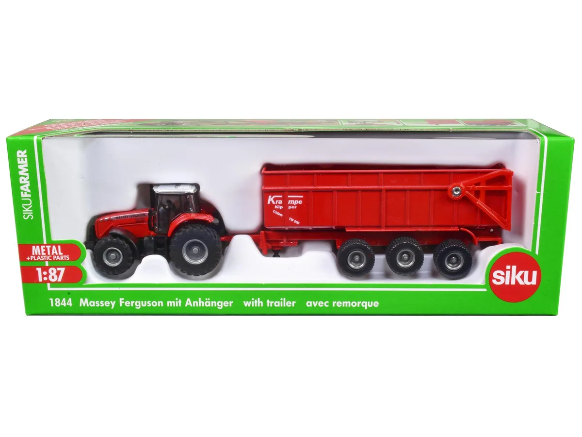 Siku Siku Massey Ferguson 8480 Dyna VT Tractor &amp; Krampe Dump Trailer 1/87 — product photo