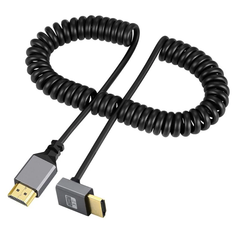 LORDWORLD LORDWORLD 4K 60Hz HDMI 2.0 Coiled Cable 90° Down Angled 19-pin Male to Male — product photo
