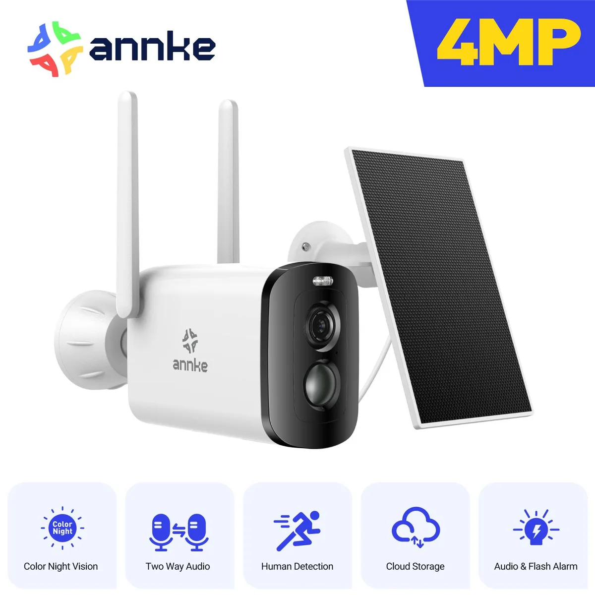 Annke Annke 4MP Wireless Battery Camera with Solar Panel, IP65, 2.4 GHz Wi-Fi — product photo