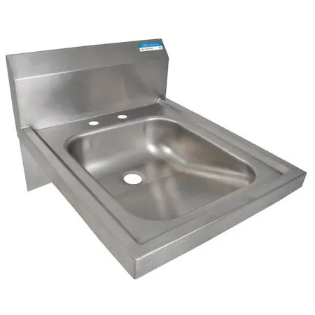 Wall-mounted stainless steel hand sink, 14 by 16 inches, ADA compliant, marine edge, wall bracket included