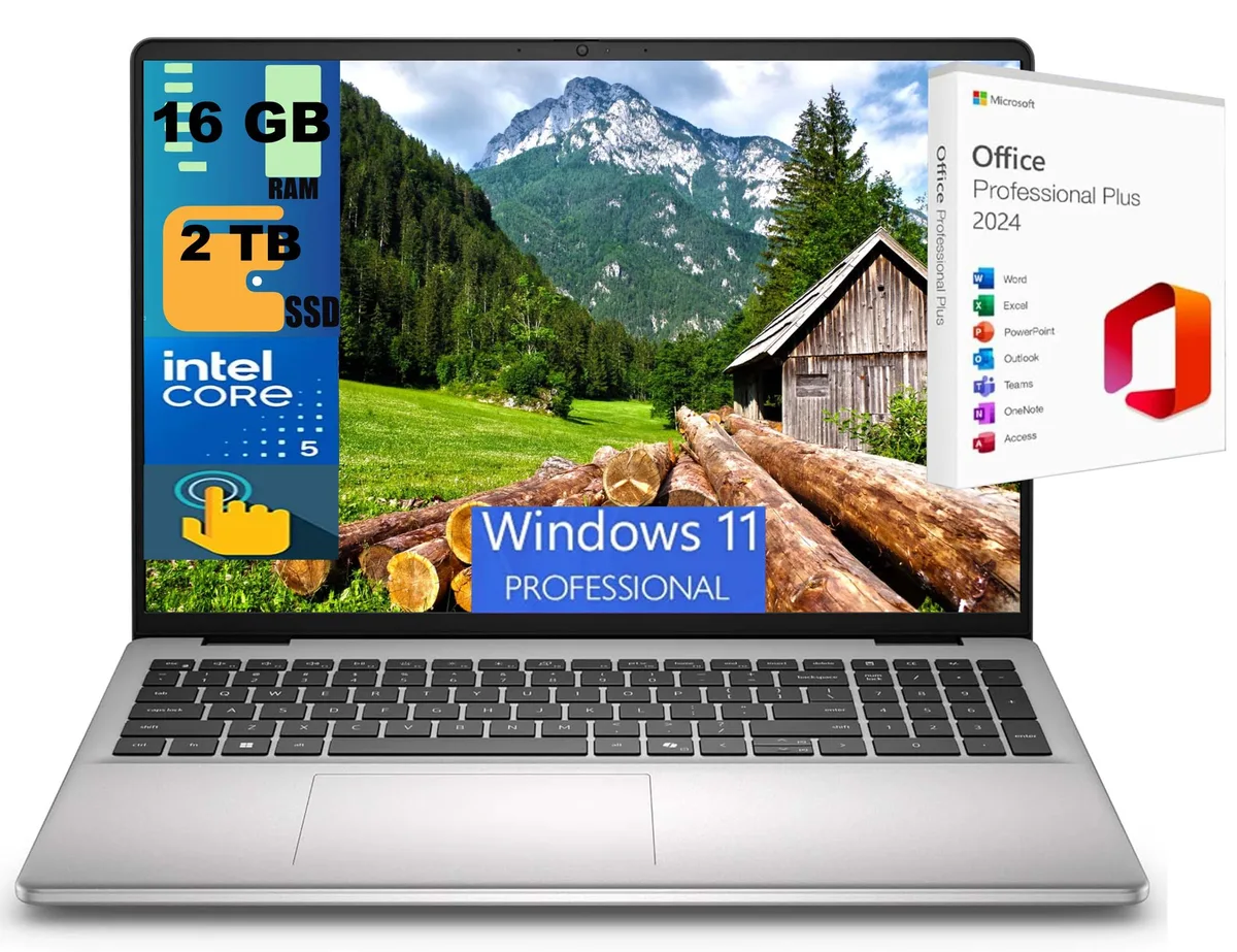 DELL DELL 16 DC laptop, Core 5 120U, 16GB DDR4, 2TB PCIe SSD, 16" WUXGA touchscreen, Silver — product photo