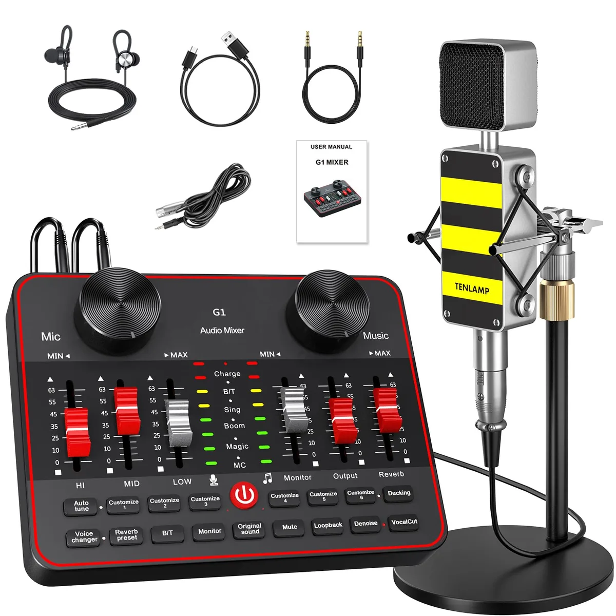  neculogy G1-YB333 Audio Mixer with BM800 Mic — product photo