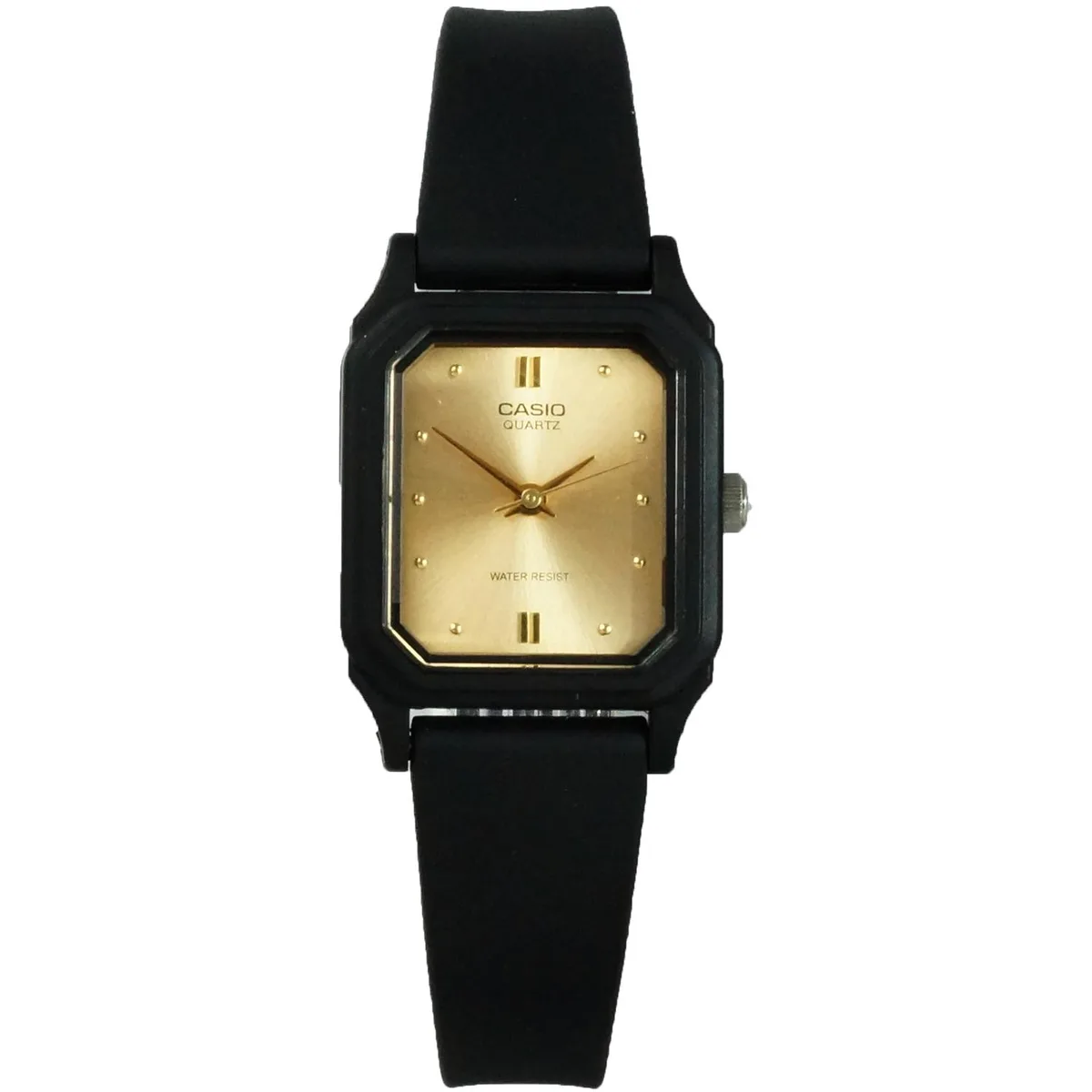 CASIO CASIO LQ-142E-9A 28 mm analog watch black case gold dial 6.5 cm band — product photo