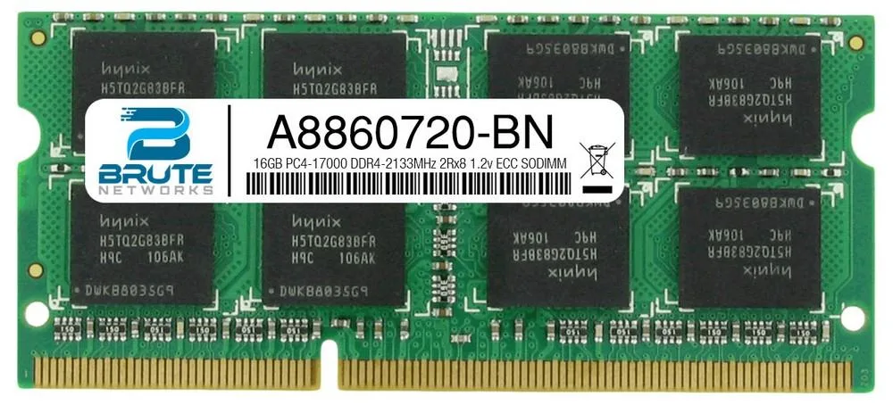 Brute Networks Brute Networks 16GB DDR4-2133 ECC SODIMM 2Rx8 CL15 1.20V A8860720-BN — product photo