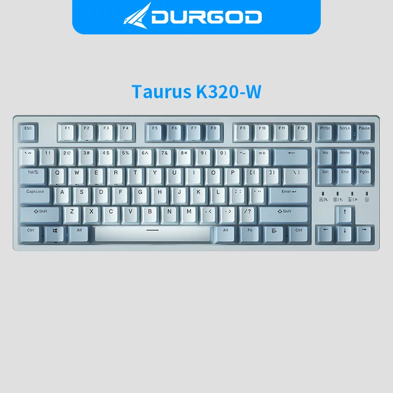 DURGOD DURGOD K320W 87 Keys Mechanical Gaming Keyboard Wireless Bluetooth 5.0 Blue Cherry MX Silent Red — product photo
