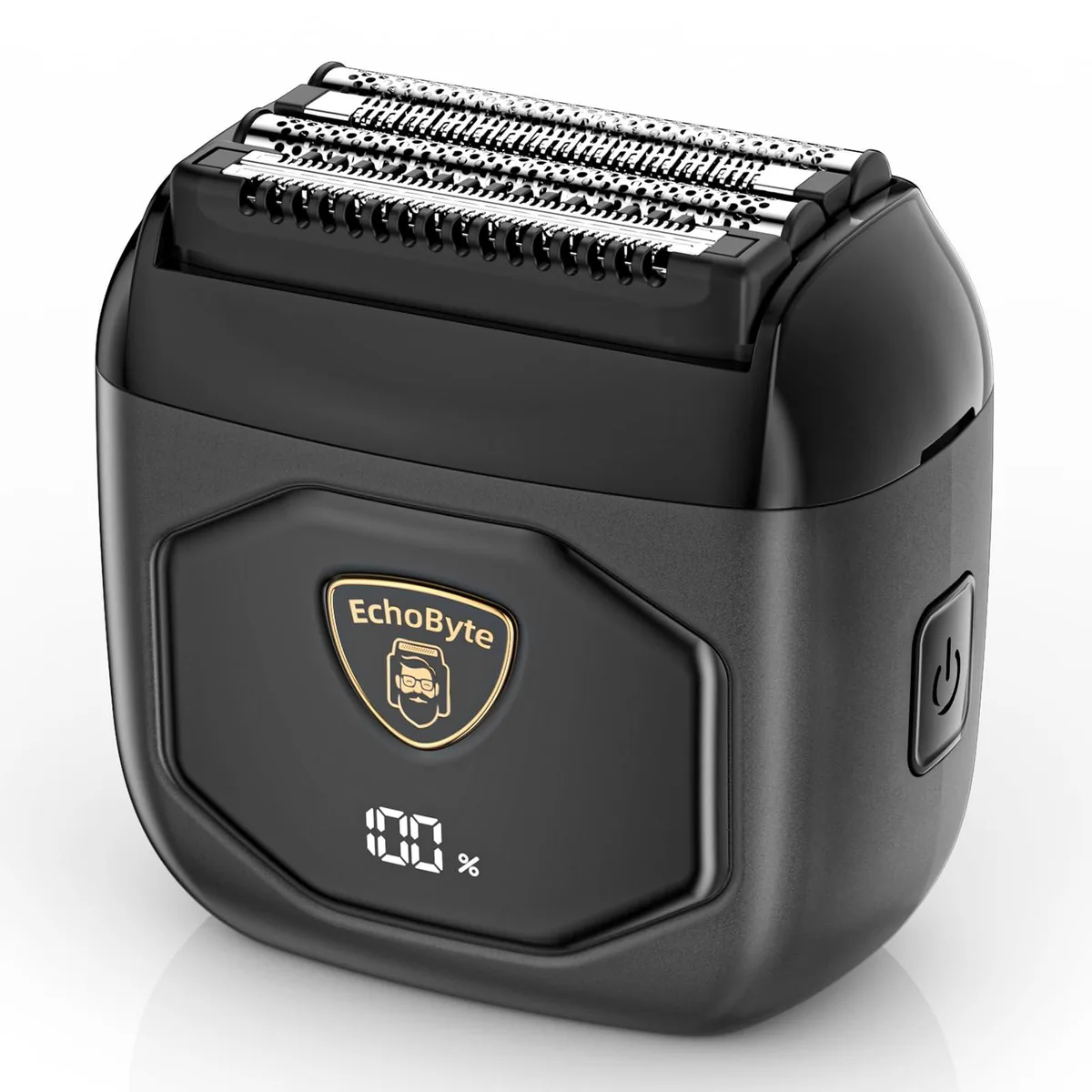 Space Black foil shaver, full metal body, four floating blades, LED display, USB-C port, travel pouch included