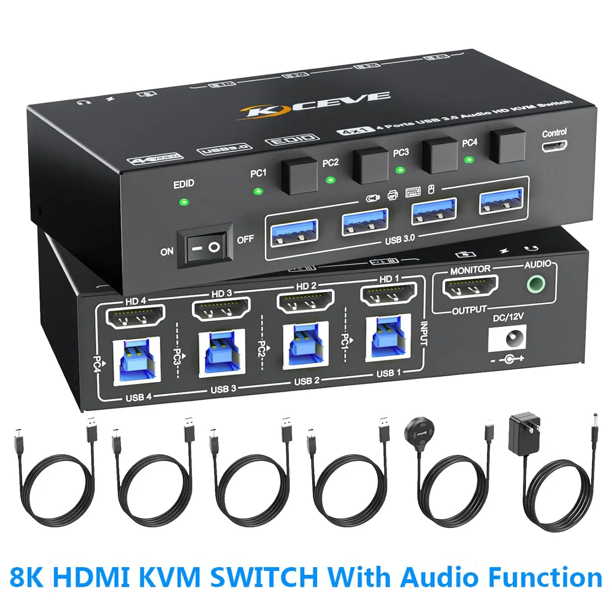 SMA SMA 8401BA HDMI KVM Switch 4 Ports 8K@60Hz 4K@144Hz USB 3.0 Audio Wired Remote — product photo