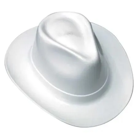 White polyethylene hard hat with six-point ratchet suspension
