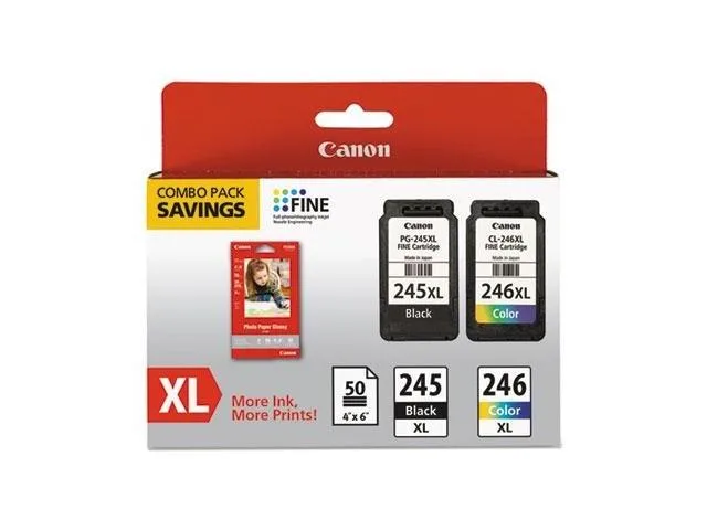 Canon ink and paper pack box with five glossy photo sheets