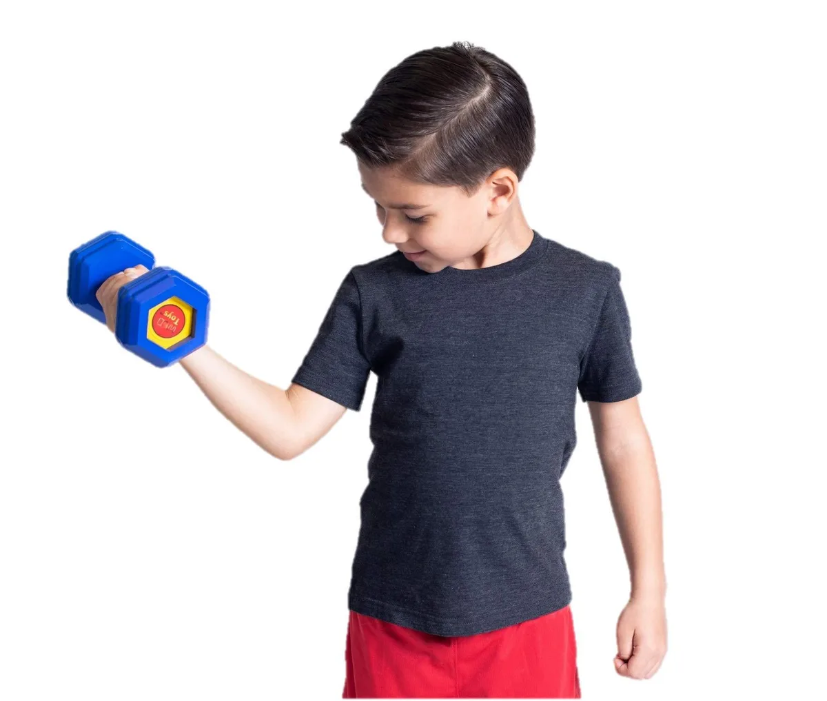 Blue foam hex dumbbell with ergonomic handle, 1 lb