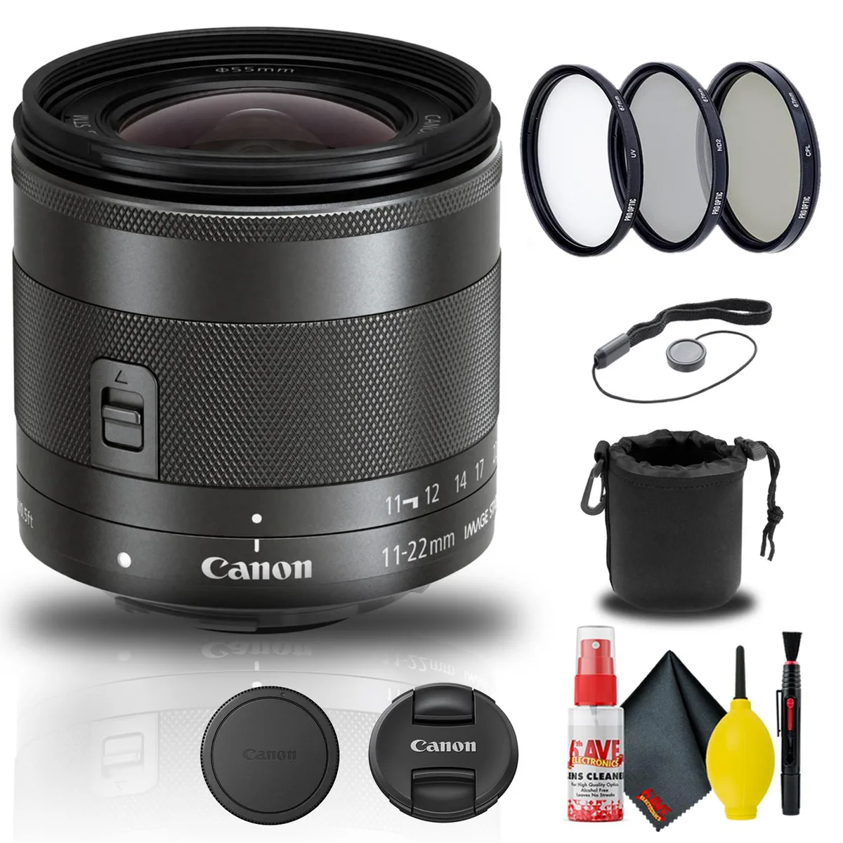 Canon Canon EF-M 11-22mm f/4-5.6 IS STM Lens with Filter Kit — product photo