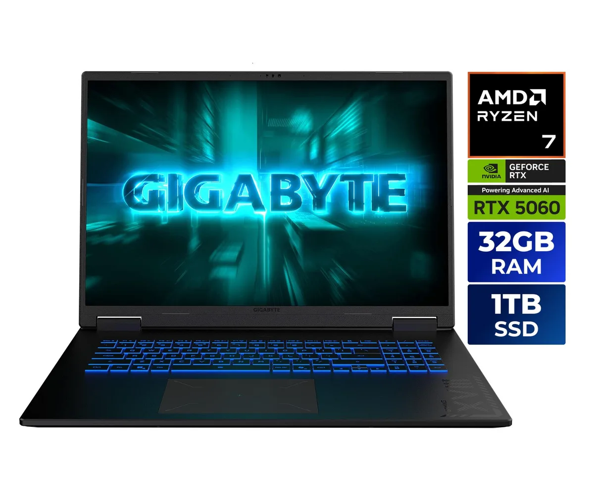 GIGABYTE GIGABYTE GAMING A18 3VHK3USC64SH gaming laptop Ryzen 7 260 RTX 5060 32GB DDR5 1TB 18" 165Hz — product photo