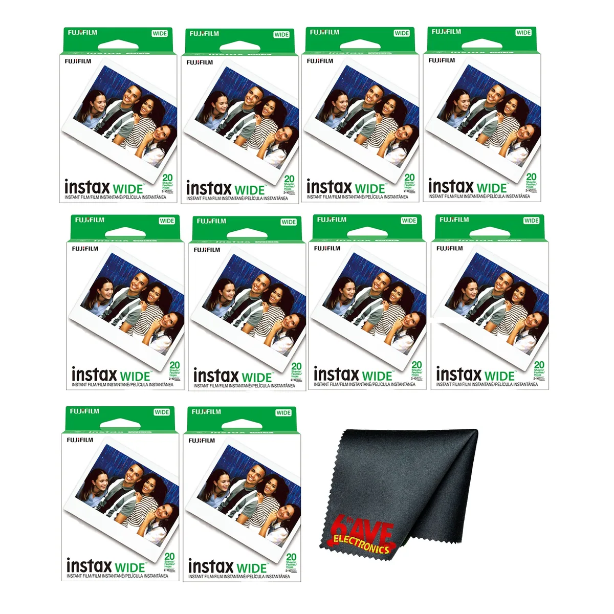 FUJIFILM FUJIFILM INSTAX WIDE Instant Film ISO 800 200 Exposures + Microfiber Cloth — product photo