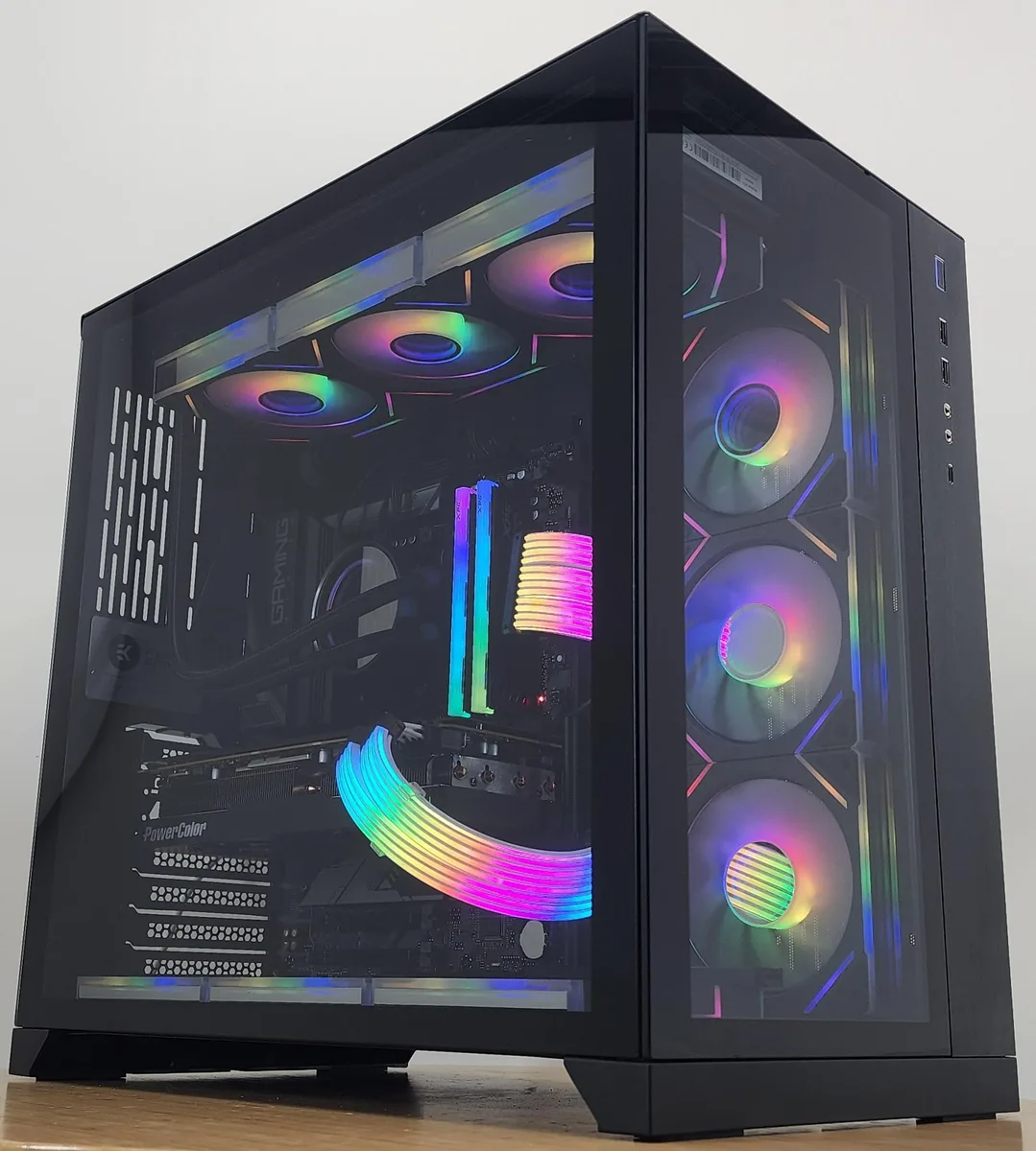 Custom Custom Ryzen 7 7800X3D 32GB DDR5 1TB NVME RX 7800 XT 360mm AIO gaming PC — product photo