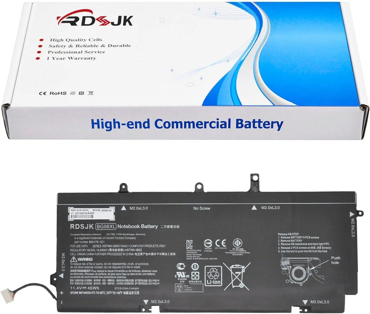 TAURKENAM TAURKENAM BG06XL 11.4V 45Wh laptop battery for HP EliteBook 1040 G3 — product photo