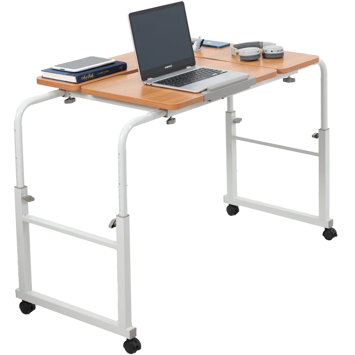 VIVO VIVO Mobile Height Adjustable Desk Light Wood 23.6x31.5in 22-33.5in high 32.6-56.5in long 40lb capacity — product photo